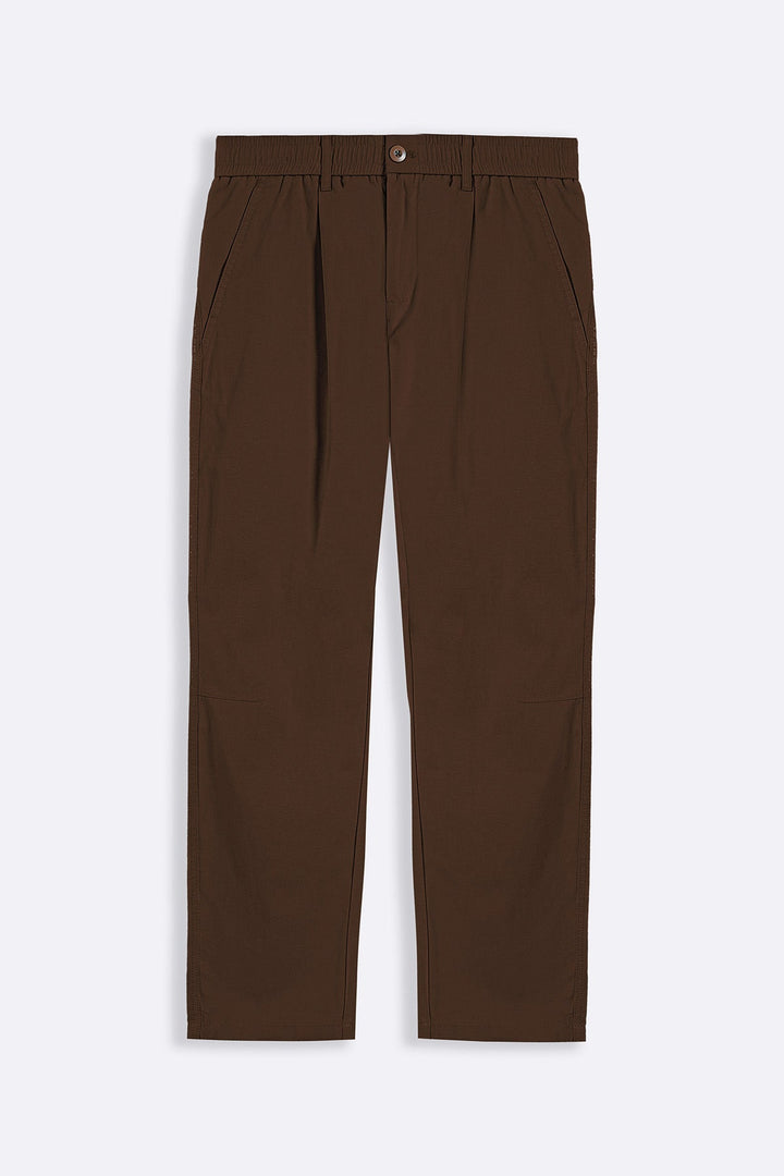 BROWN RELAXED PLEATED PANTS