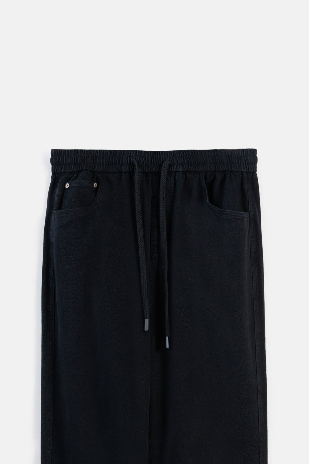 BLACK ELASTICATED WAIST JEANS