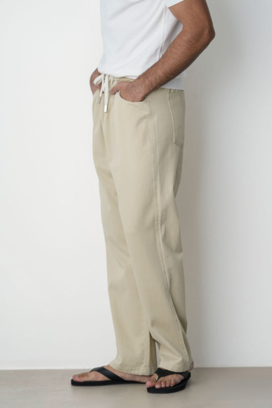 IVORY ELASTICATED WAIST JEANS