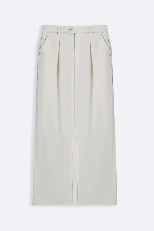 BEIGE PLEATED COMFORT PANTS