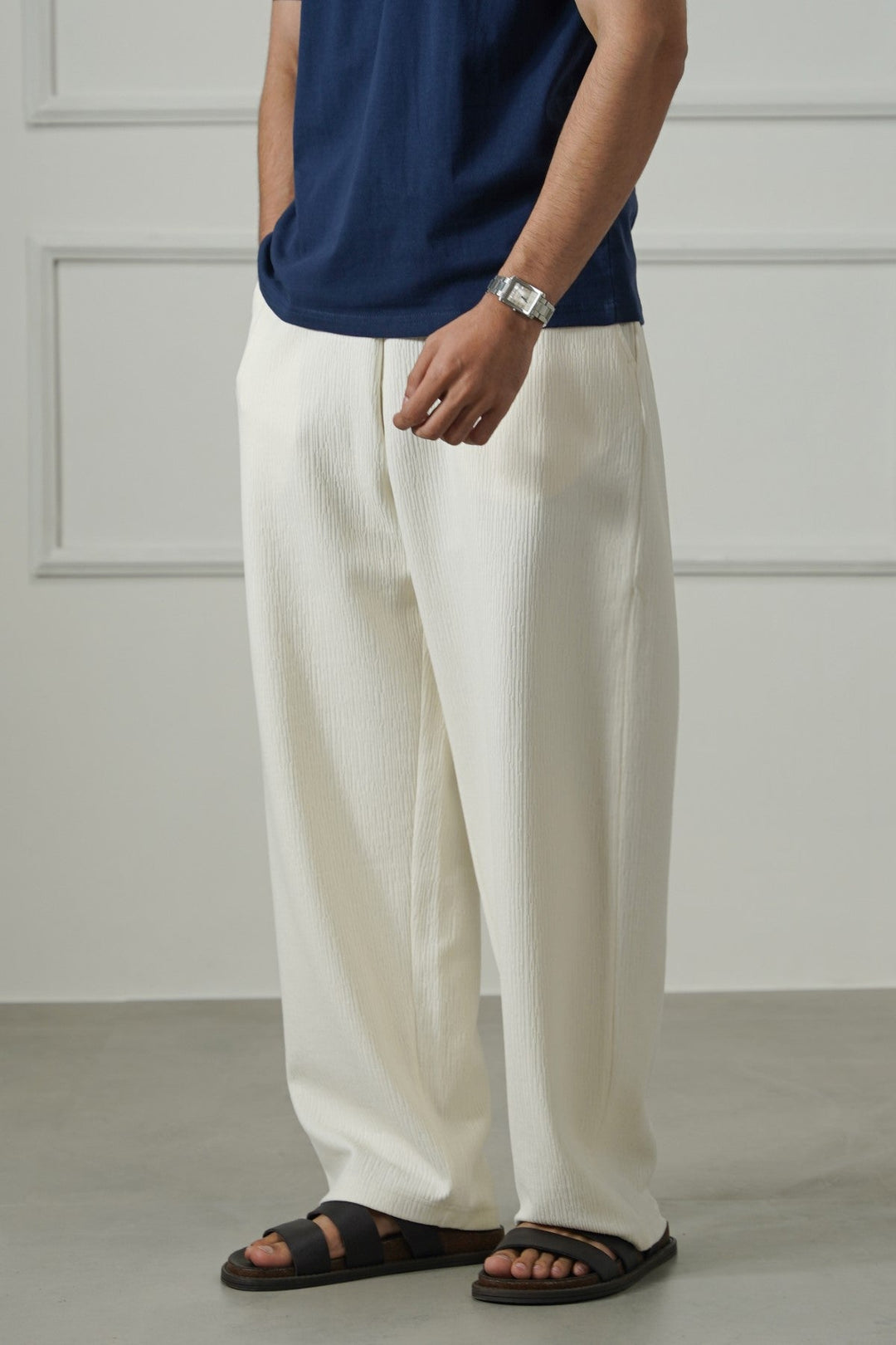 CREAM TENCEL COTTON PANTS