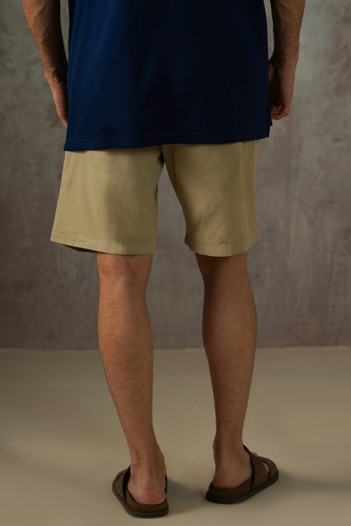 KHAKI TWILL COTTON SHORTS