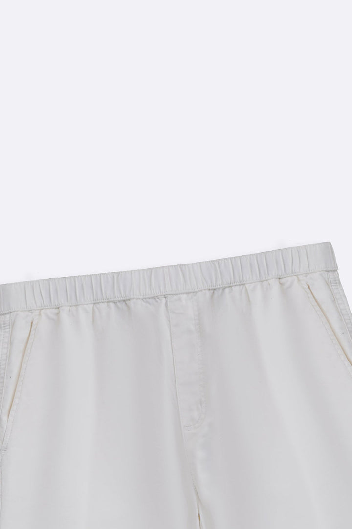 WHITE TWILL COTTON SHORTS