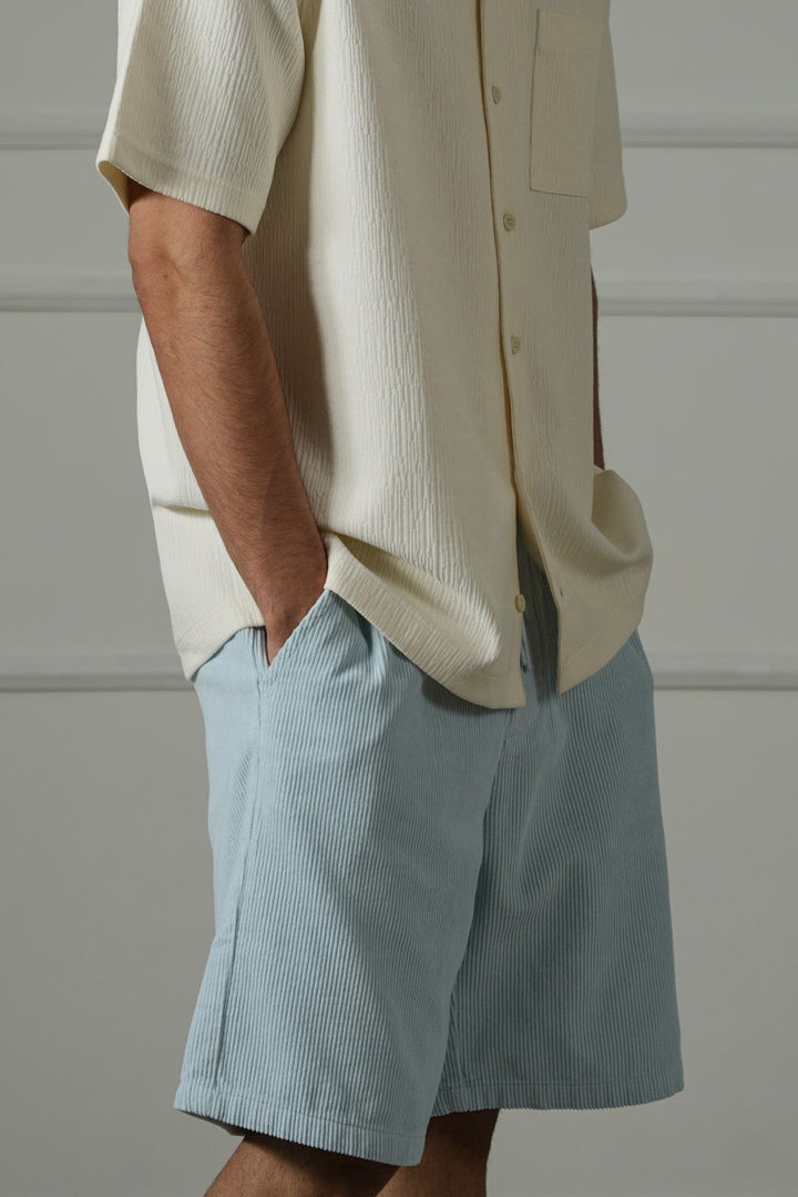 SKY BLUE CORDUROY COTTON SHORTS