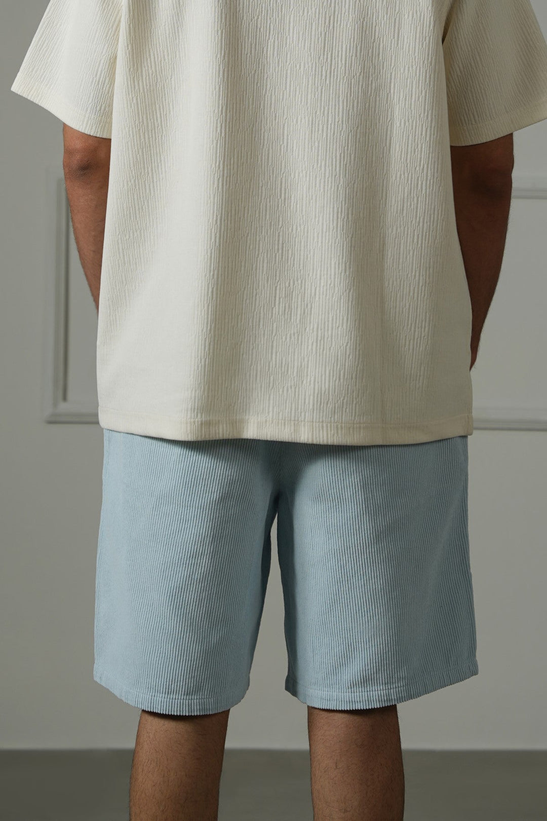 SKY BLUE CORDUROY COTTON SHORTS