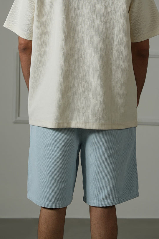 SKY BLUE CORDUROY COTTON SHORTS