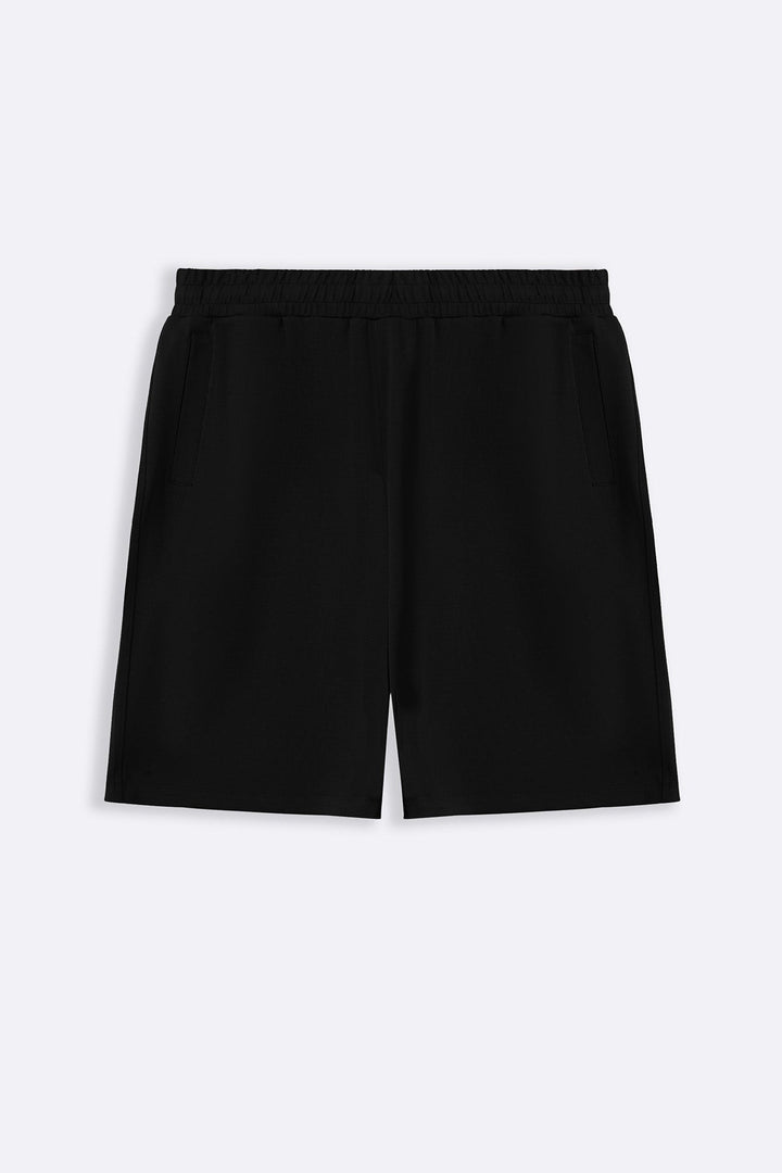 BLACK SOFT WIDE-LEG SHORTS