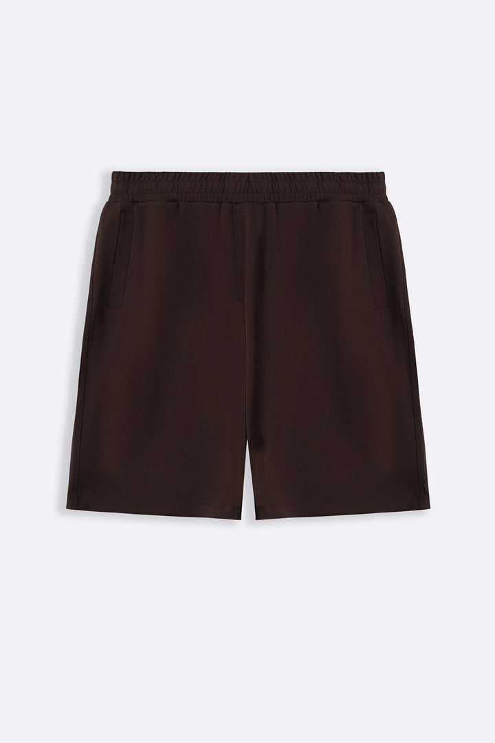 BROWN SOFT WIDE-LEG SHORTS