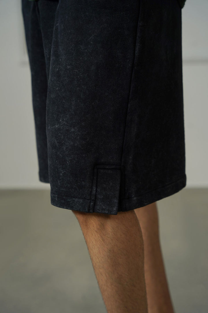 CHARCOAL WASHED EFFECT KNITTED SHORTS