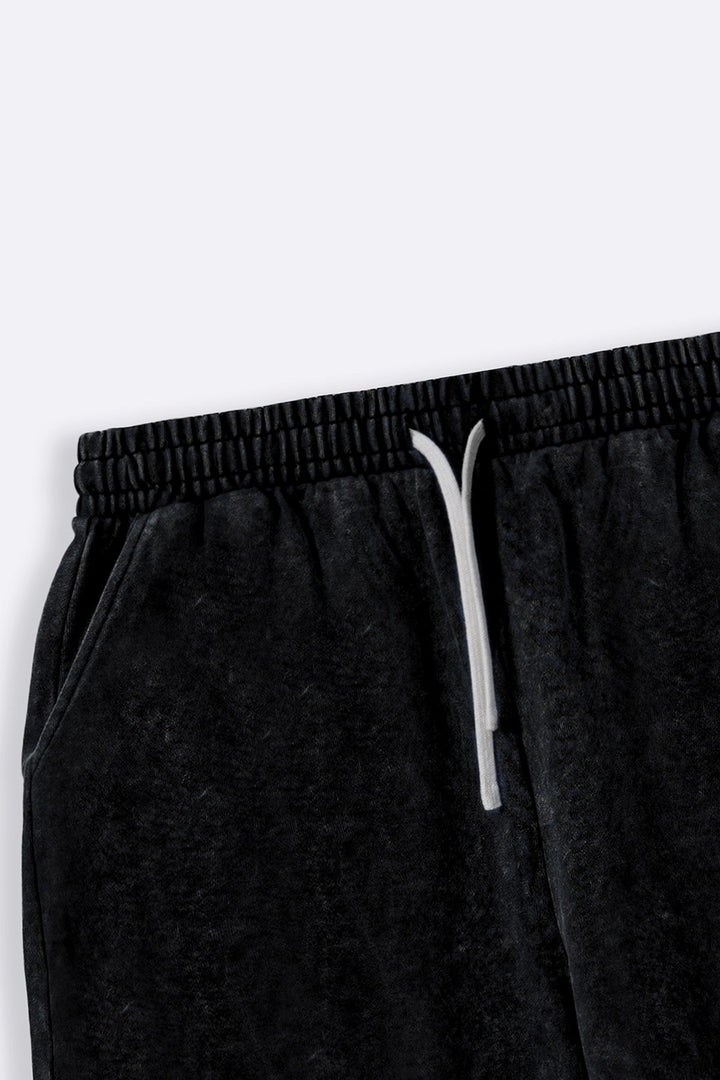 CHARCOAL WASHED EFFECT KNITTED SHORTS