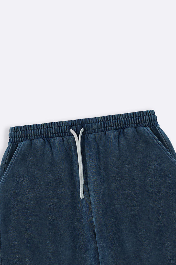 NAVY WASHED EFFECT KNITTED SHORTS