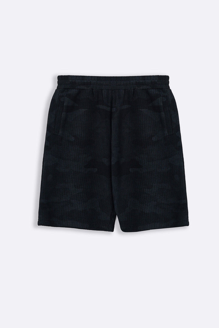 BLACK CAMO TEXTURED SHORTS