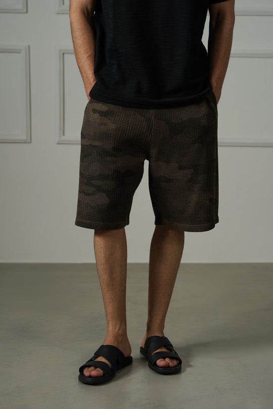 COFFEE CAMO TEXTURED SHORTS