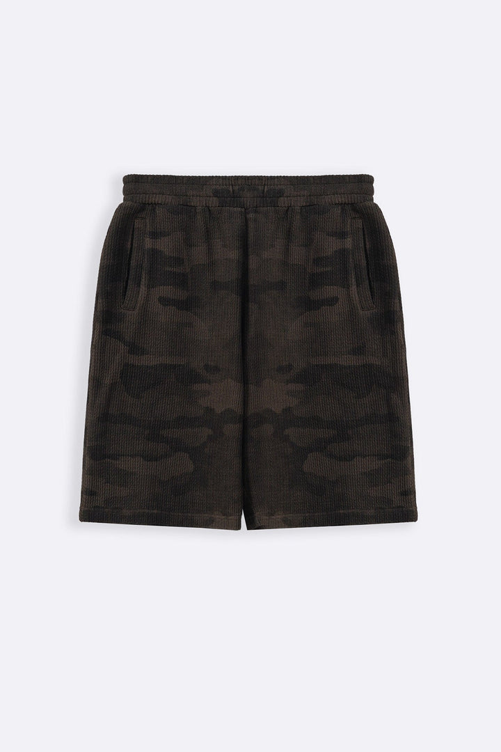 COFFEE CAMO TEXTURED SHORTS