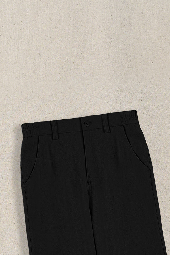 BLACK POCKET TRIM PANTS