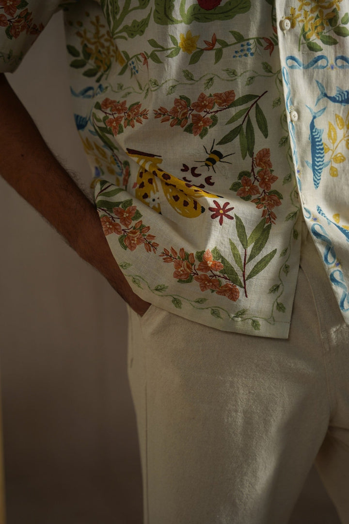ECRU POCKET TRIM PANTS