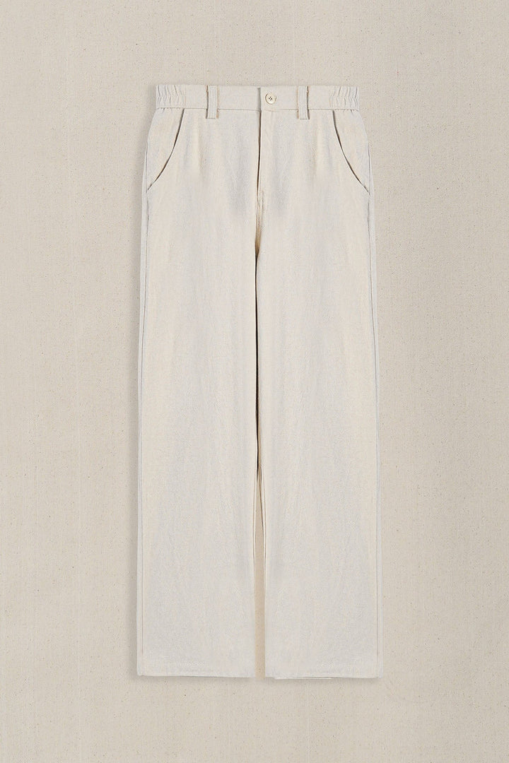 ECRU POCKET TRIM PANTS