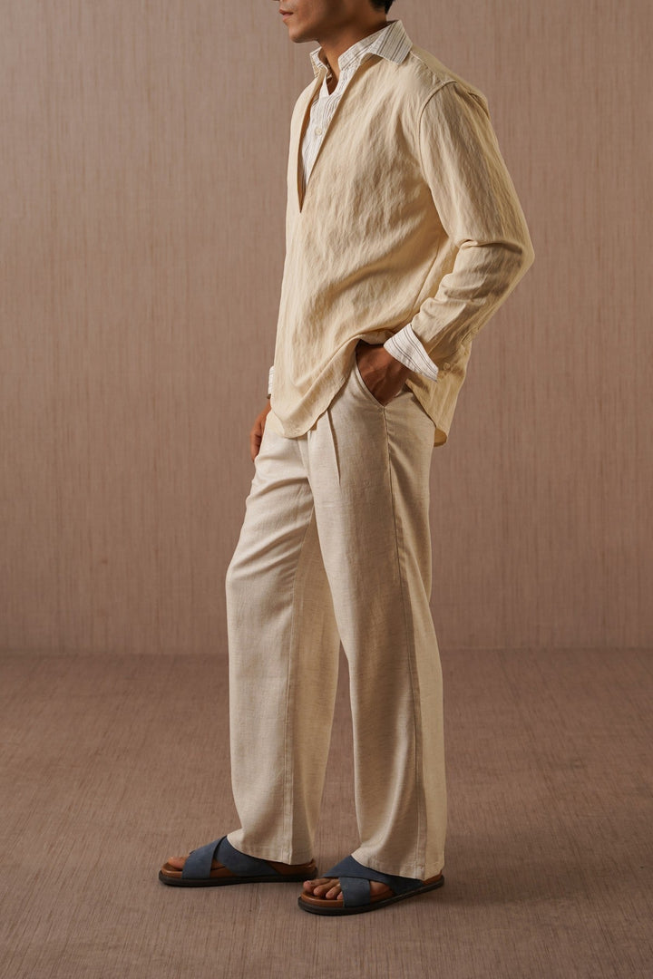 OAT WHITE MELANGE ESSENTIAL FIT TROUSERS