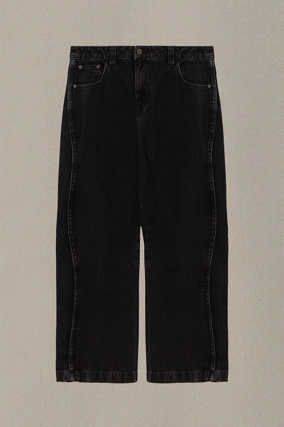 WASHED BLACKED WIDE COTTON JEANS
