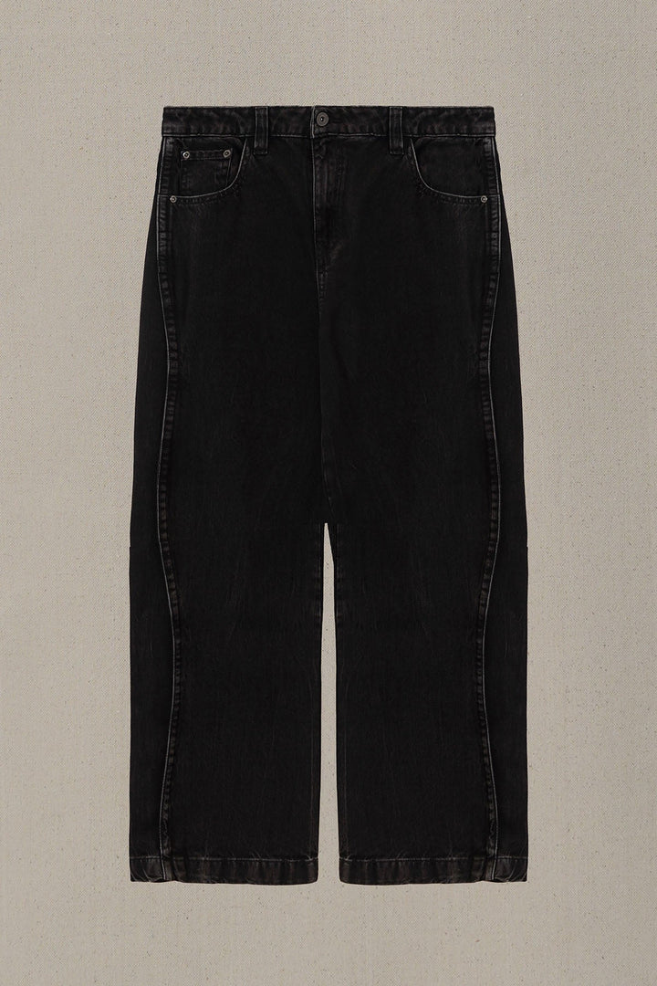 WASHED BLACKED WIDE COTTON JEANS
