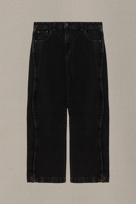 WASHED BLACKED WIDE COTTON JEANS