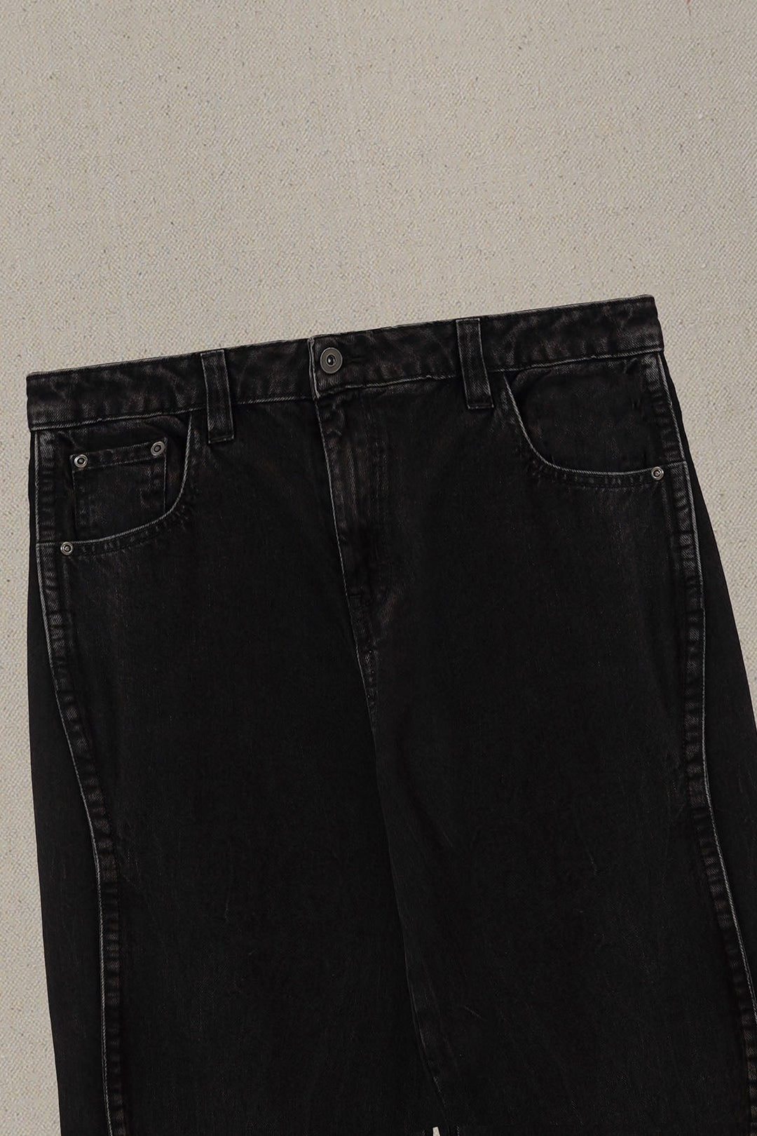 WASHED BLACKED WIDE COTTON JEANS