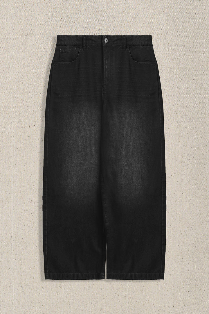 WASHED BLACKED MAN PANTS BALLOON FIT