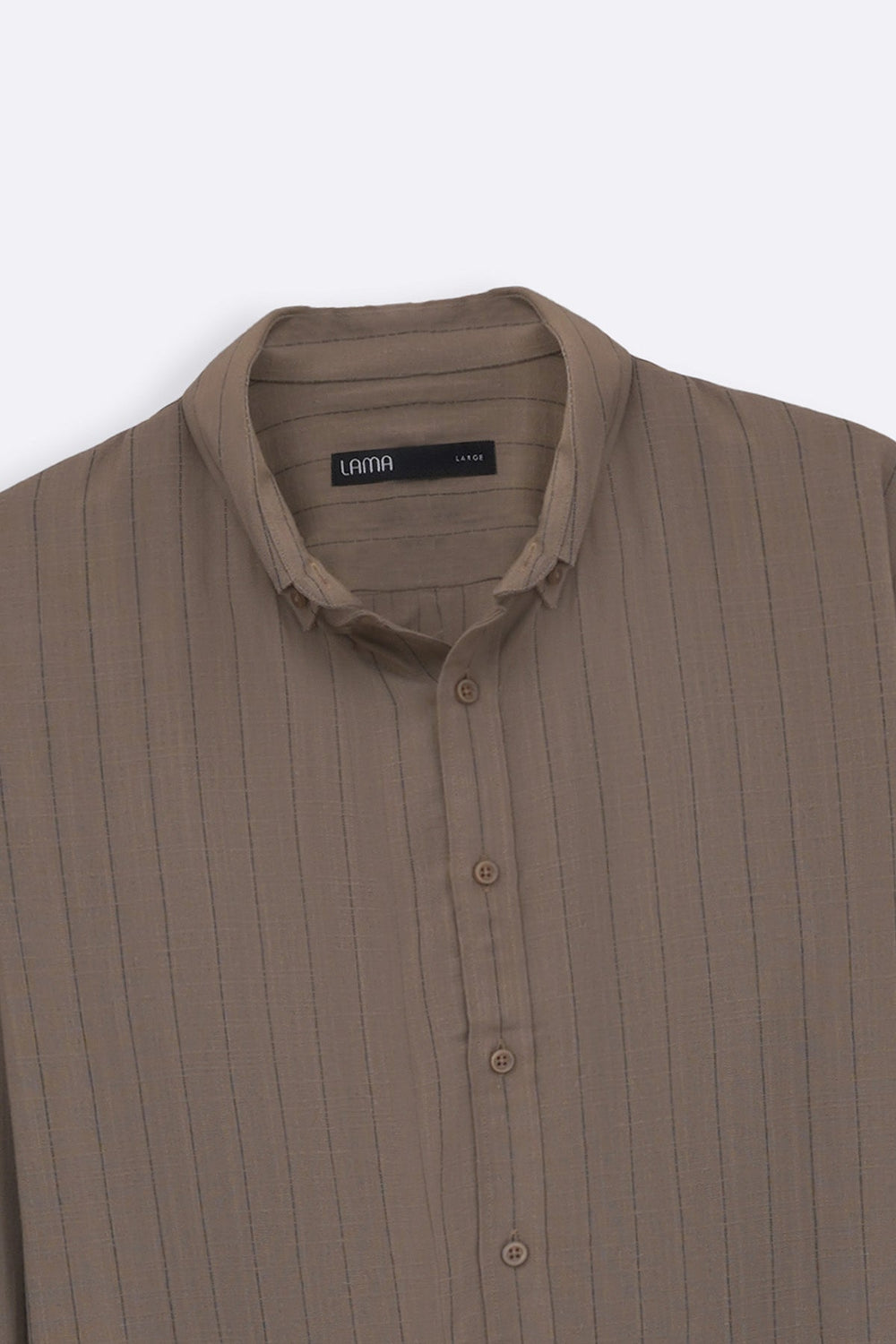 BROWN STRIPED LINEN BLEND SHIRT