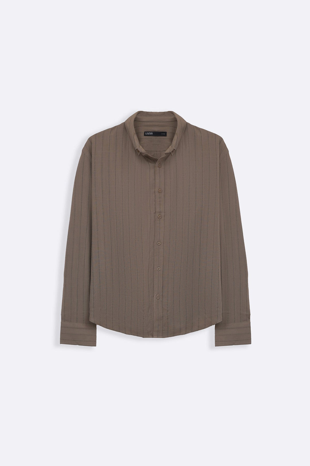 BROWN STRIPED LINEN BLEND SHIRT