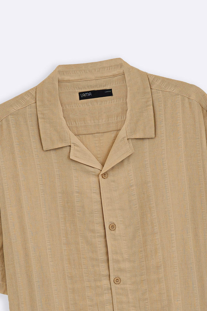 BEIGE CUBAN JACQUARD SHIRT