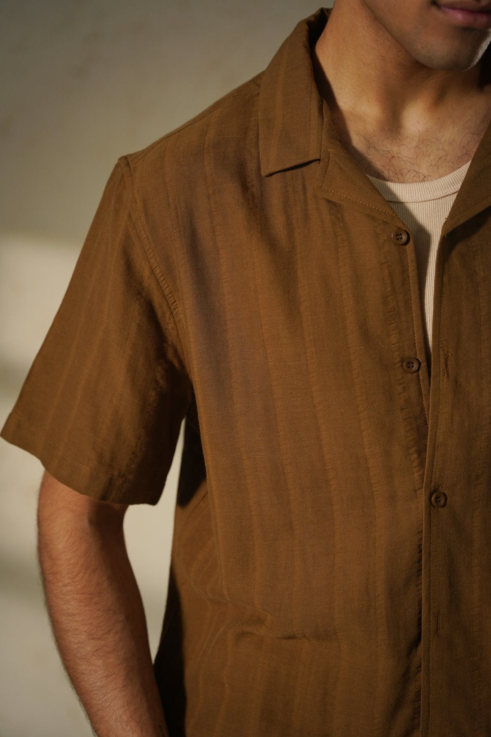 RUST CUBAN JACQUARD SHIRT