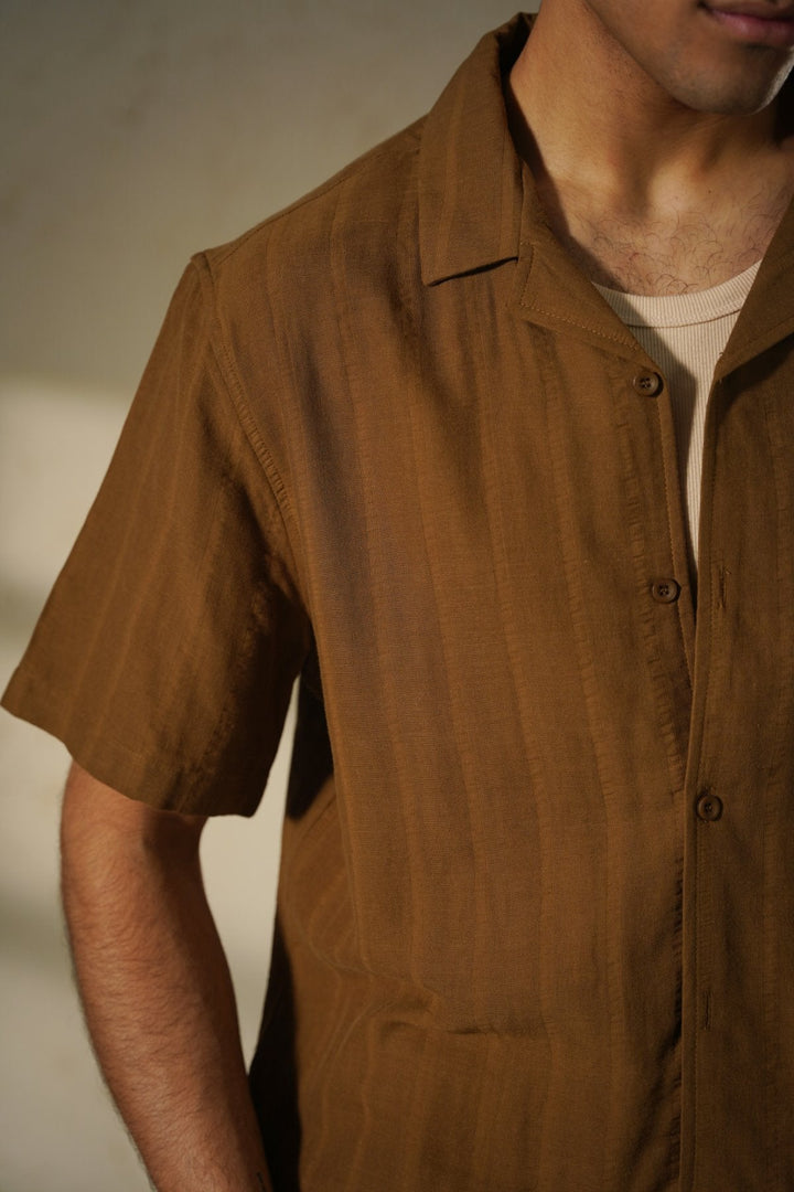 RUST CUBAN JACQUARD SHIRT