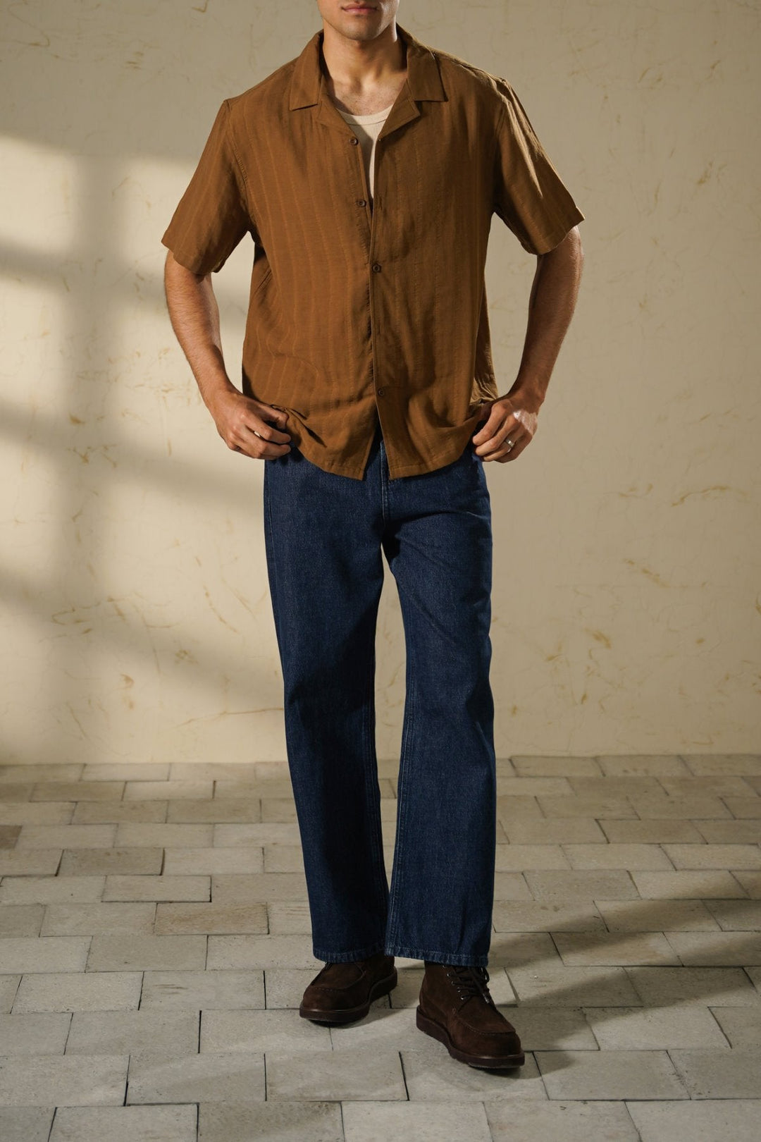 RUST CUBAN JACQUARD SHIRT