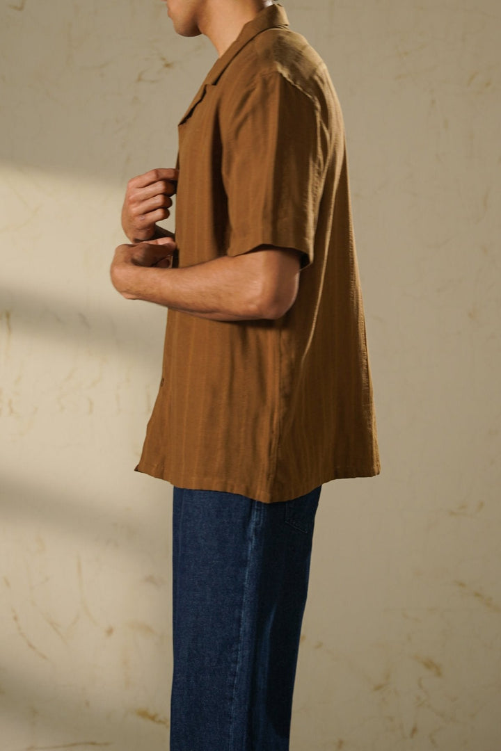 RUST CUBAN JACQUARD SHIRT