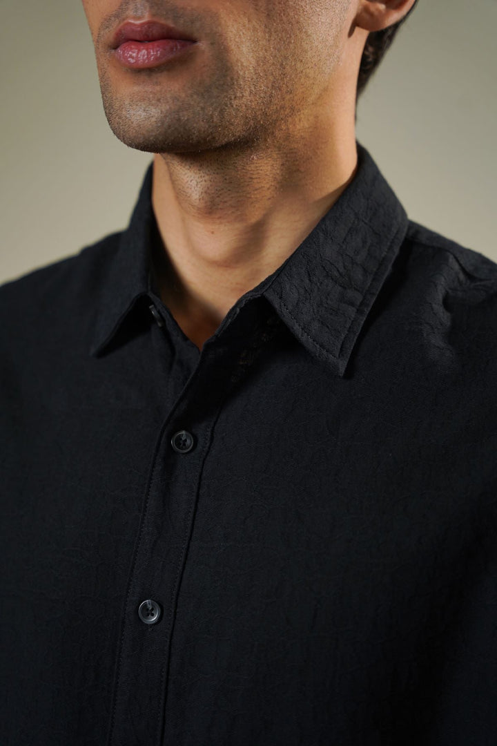 BLACK ABSTRACT JACQUARD SHIRT