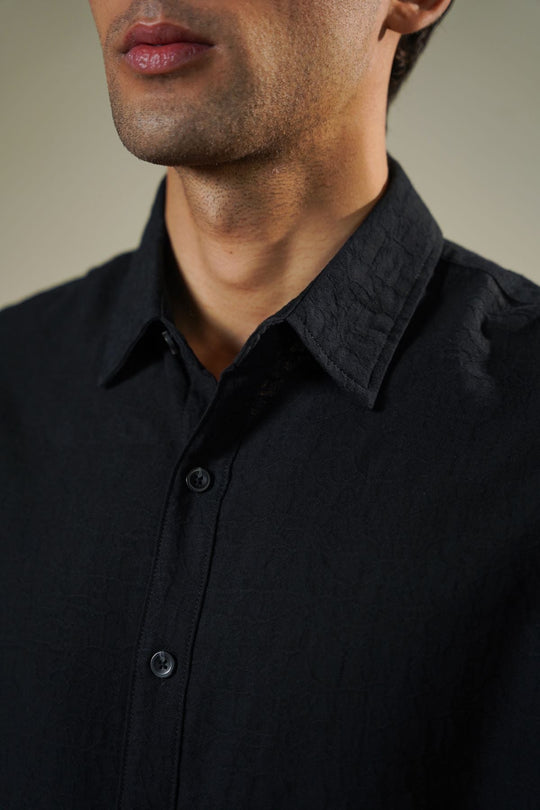 BLACK ABSTRACT JACQUARD SHIRT