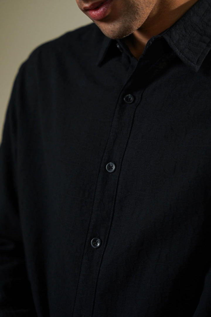 BLACK ABSTRACT JACQUARD SHIRT