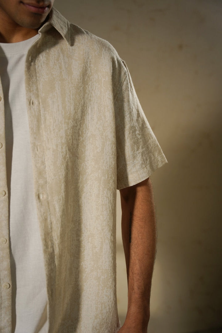 ECRU ABSTRACT JACQUARD SHIRT