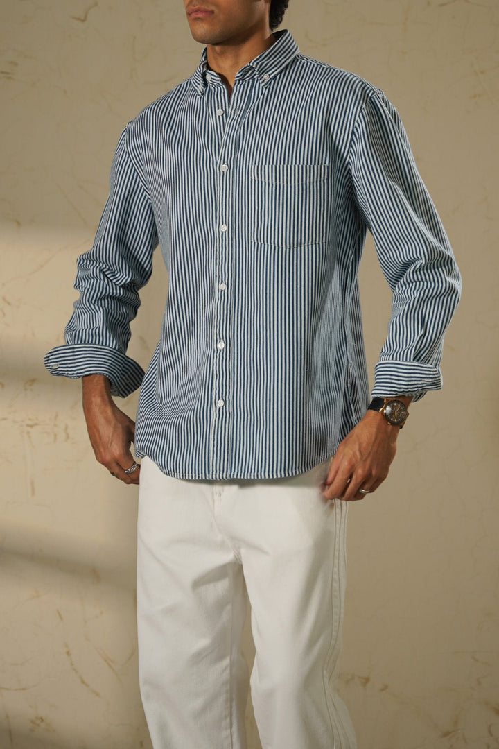 BLUE HEAVY COTTON SHIRT