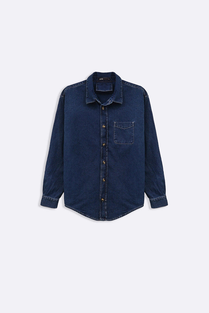 DARK BLUE DARK WASH DENIM SHIRT