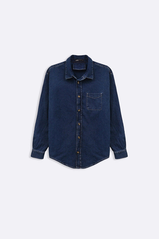 DARK BLUE DARK WASH DENIM SHIRT