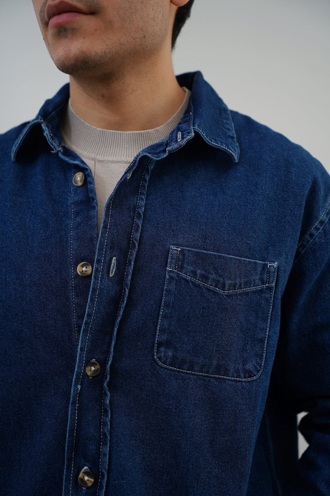DARK BLUE DARK WASH DENIM SHIRT