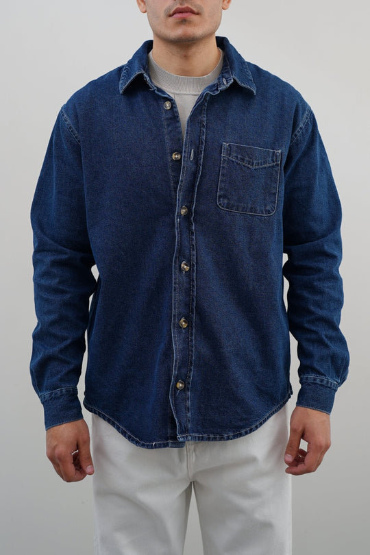 DARK BLUE DARK WASH DENIM SHIRT