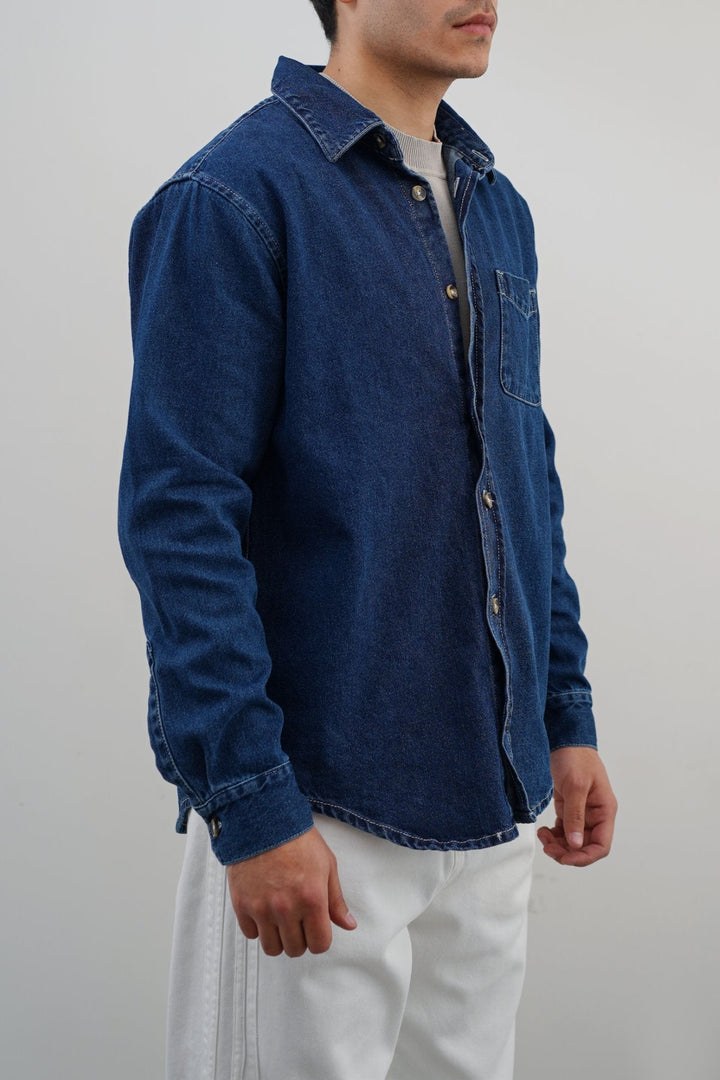 DARK BLUE DARK WASH DENIM SHIRT