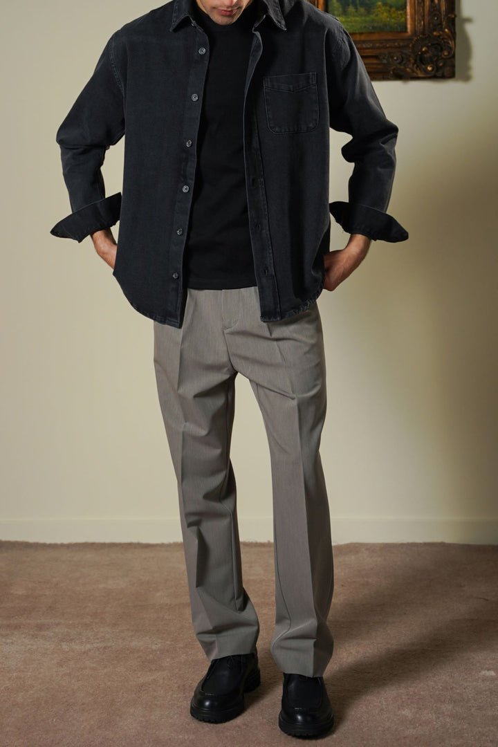 BLACK WASHED BLACK DENIM SHIRT
