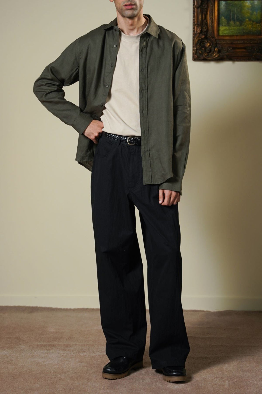 OLIVE PREMIUM LINEN SHIRT