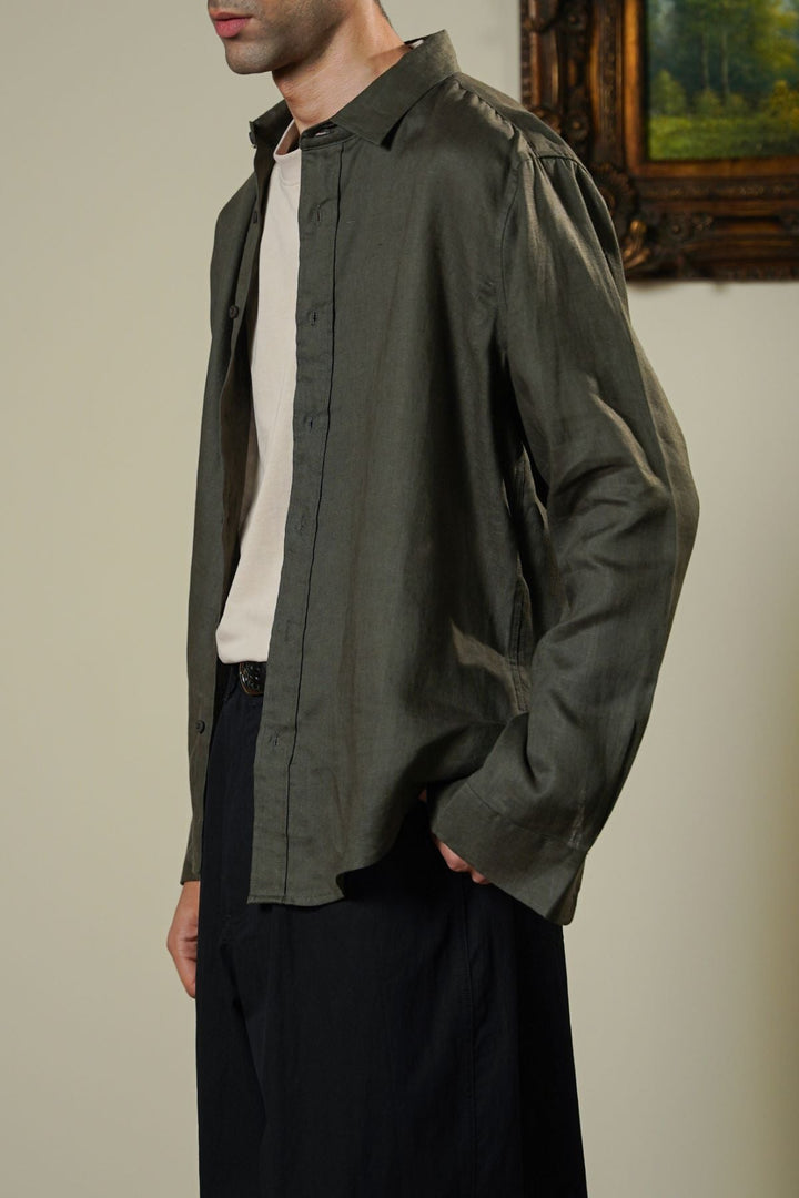 OLIVE PREMIUM LINEN SHIRT