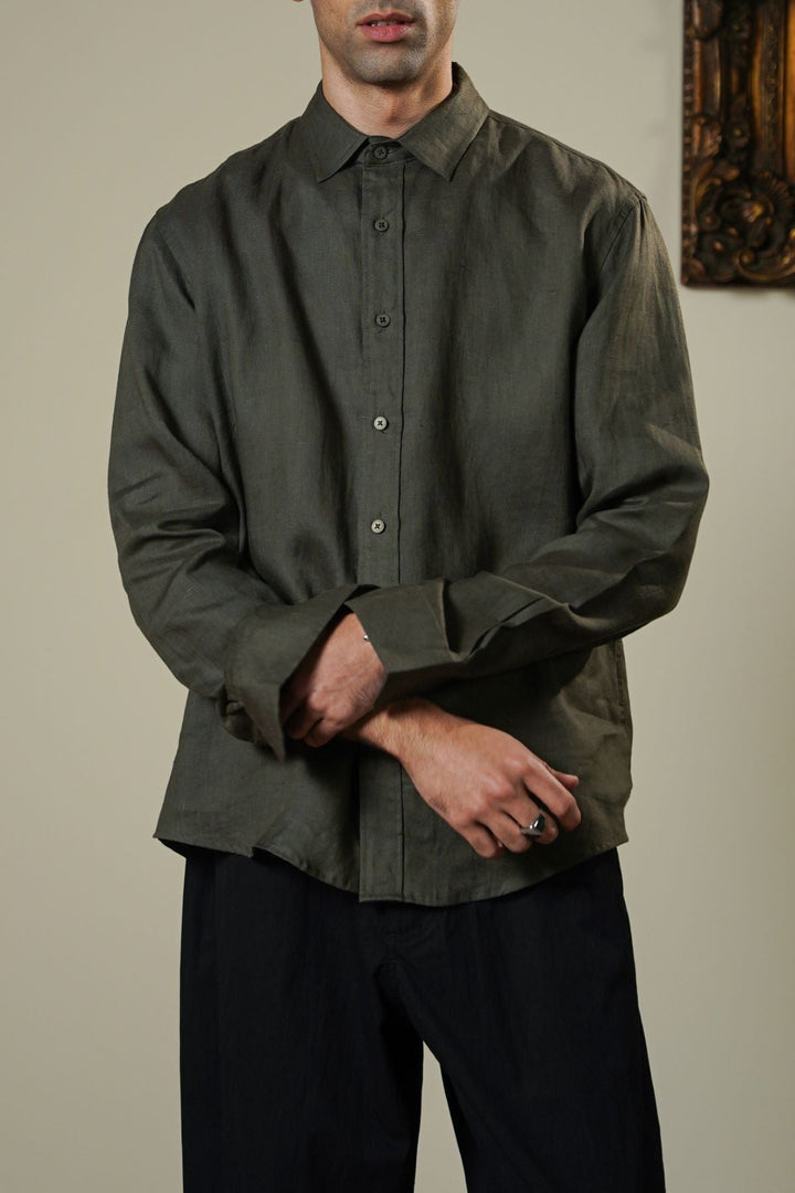 OLIVE PREMIUM LINEN SHIRT