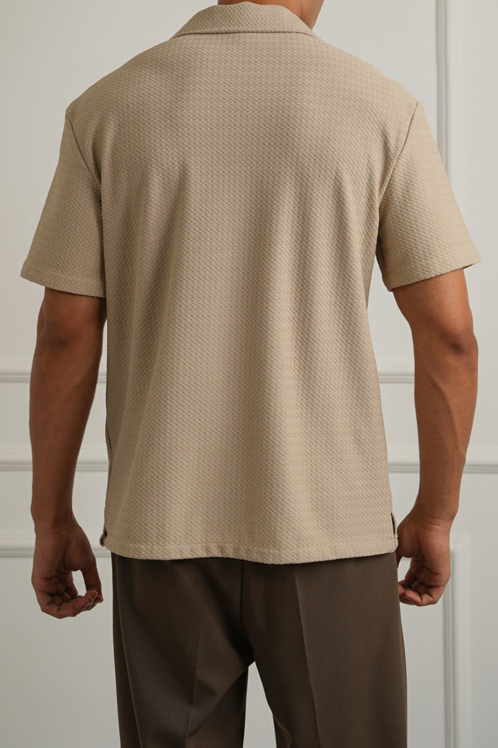 BEIGE SUMMER KNIT BUTTON DOWN