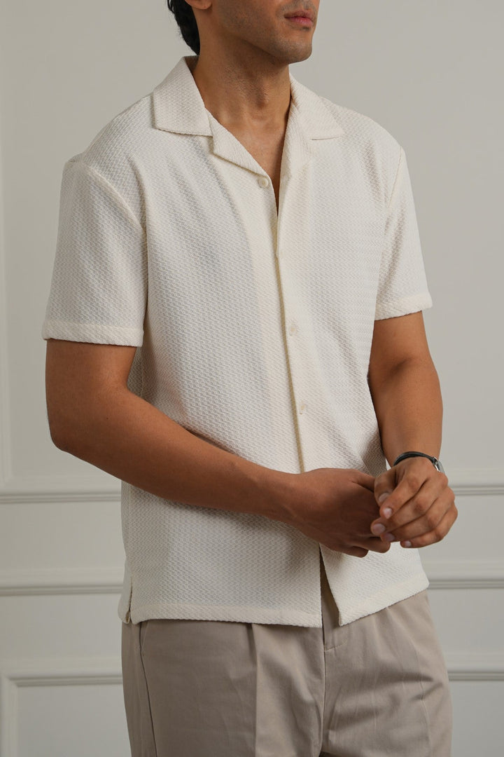 OFF WHITE SUMMER KNIT BUTTON DOWN